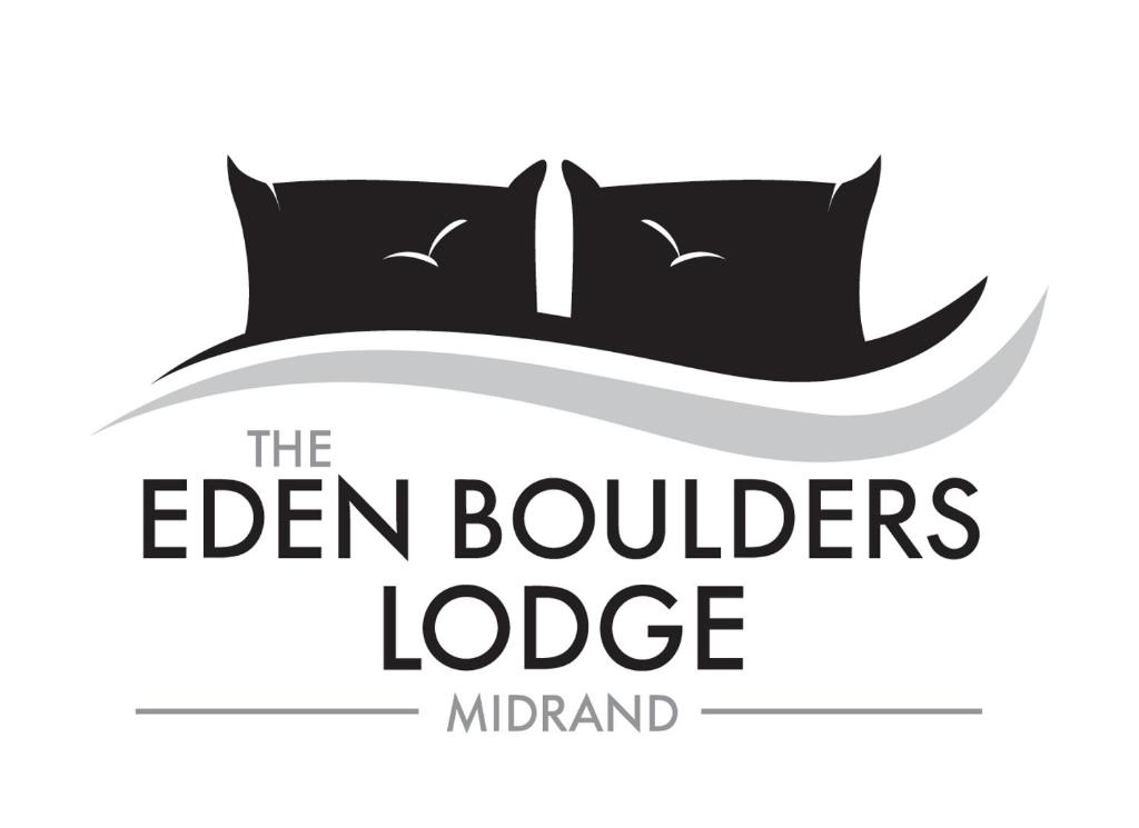 um logótipo para o alojamento de turismo selvagem Eden boulders em The Eden Boulders Hotel and Resort Midrand em Midrand
