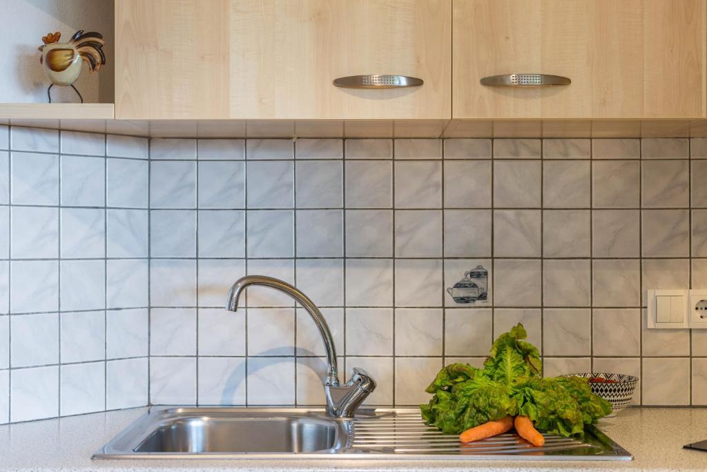 Kuchyň nebo kuchyňský kout v ubytování Woehrmannhof Apt Birnblüte