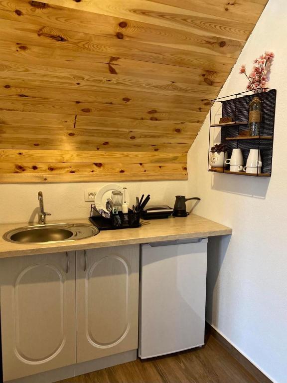 Kuchyň nebo kuchyňský kout v ubytování Blue Village Lux