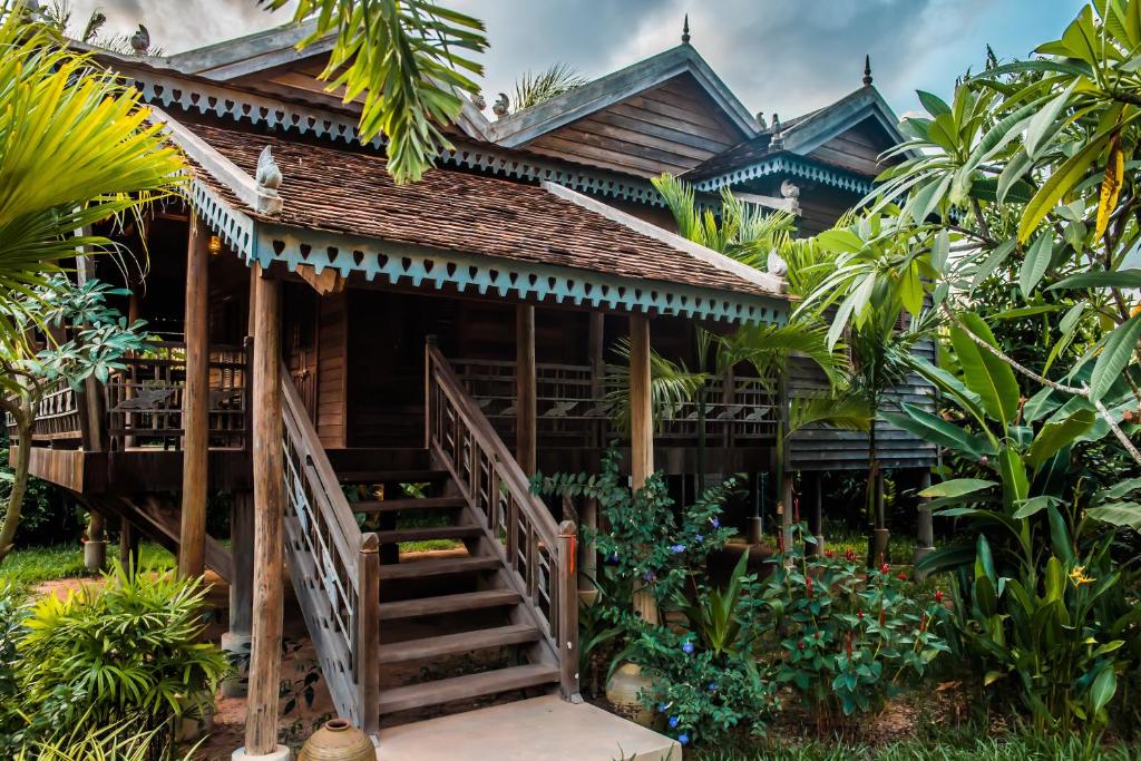 Zahrada ubytování Phum Khmer Lodge - Village Cambodian Eco-Lodge