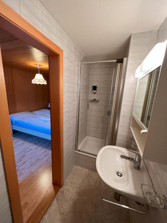 Koupelna v ubytování Hotel Jäger