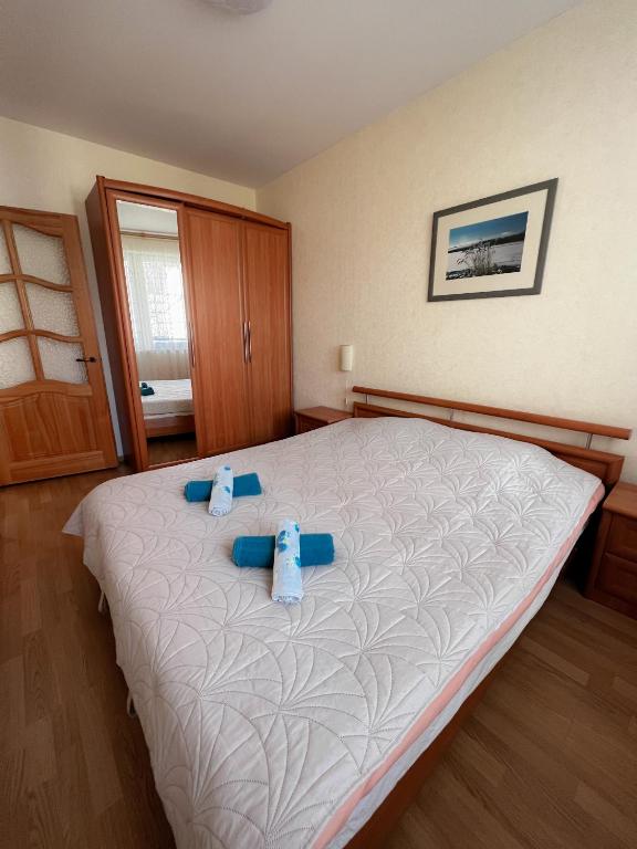 Postel nebo postele na pokoji v ubytování Apartment Jūros Mėlis