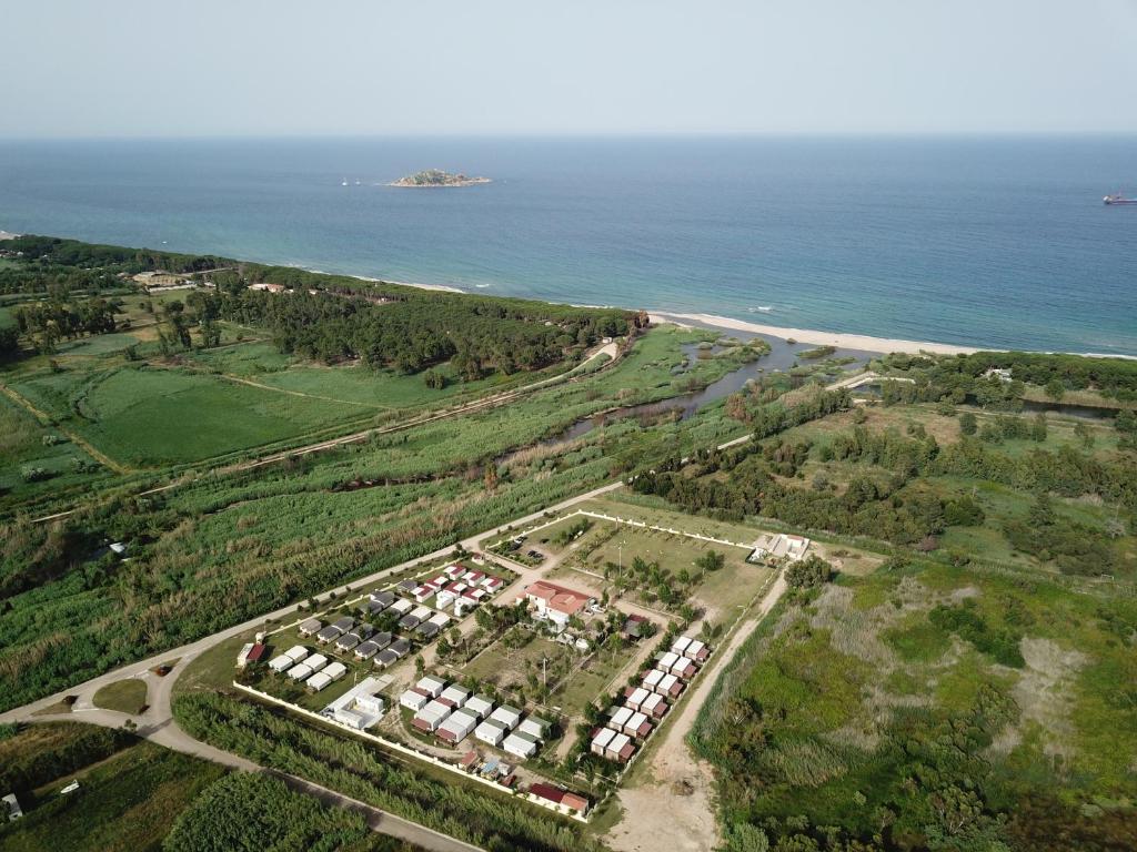 an aerial view of a park next to the ocean at Camping Girasole in Girasole