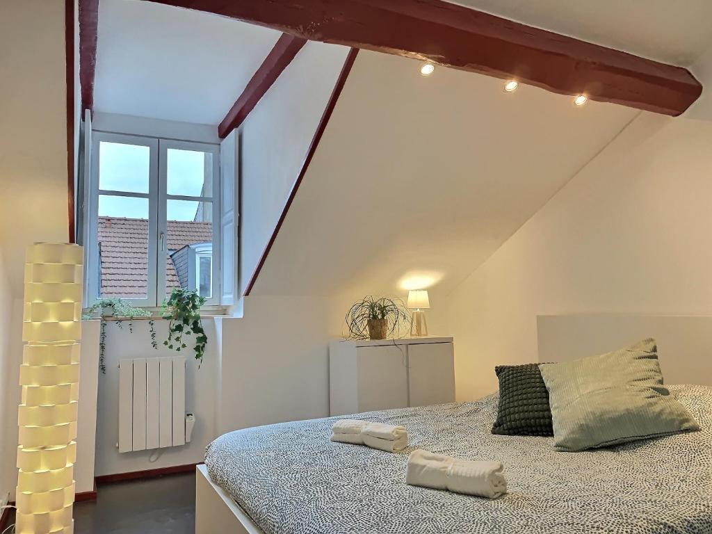 a bedroom with a bed and a window at Wonderhost, le calme en coeur de ville in Pau