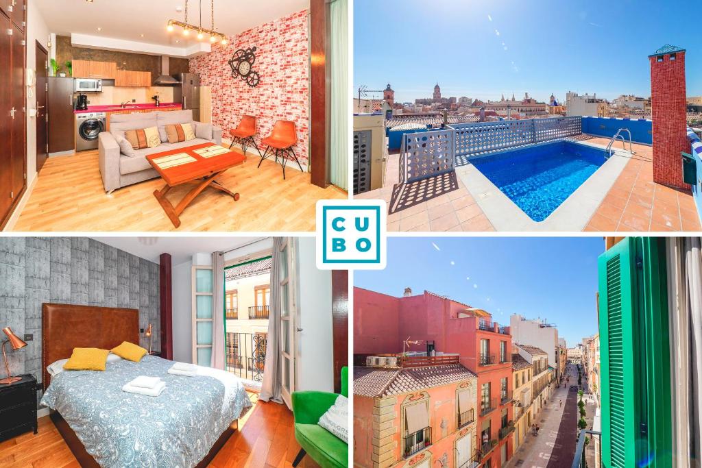 un collage de photos d'un appartement dans l'établissement Cubo's Apartamento 33 Carreteria 3B, à Malaga