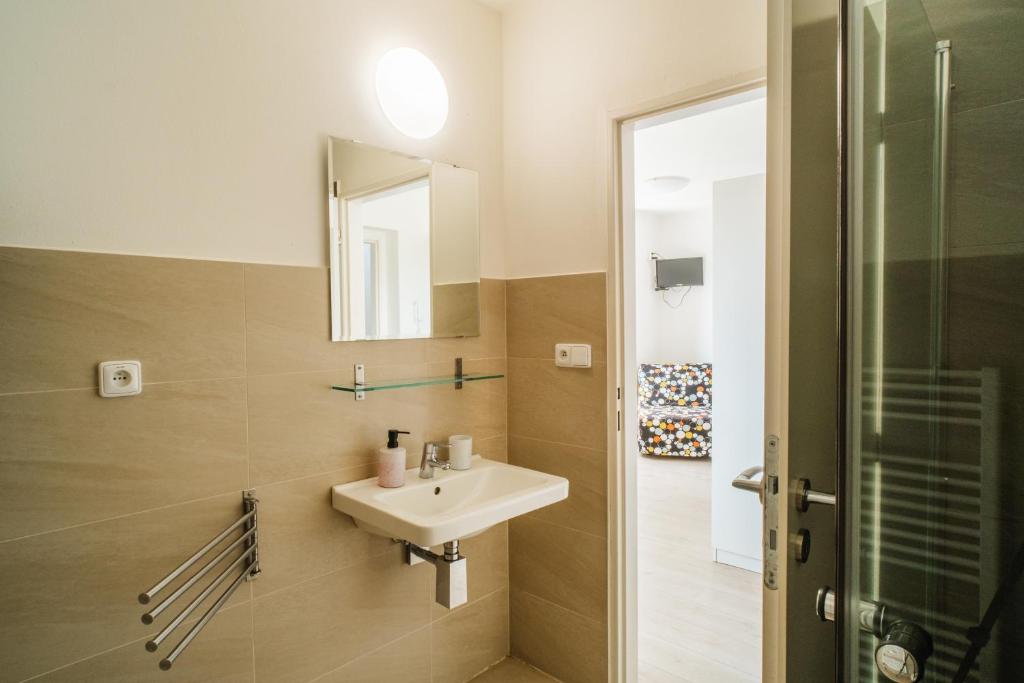 Koupelna v ubytování Apartmány Špička - Stříbrnice u sjezdovky