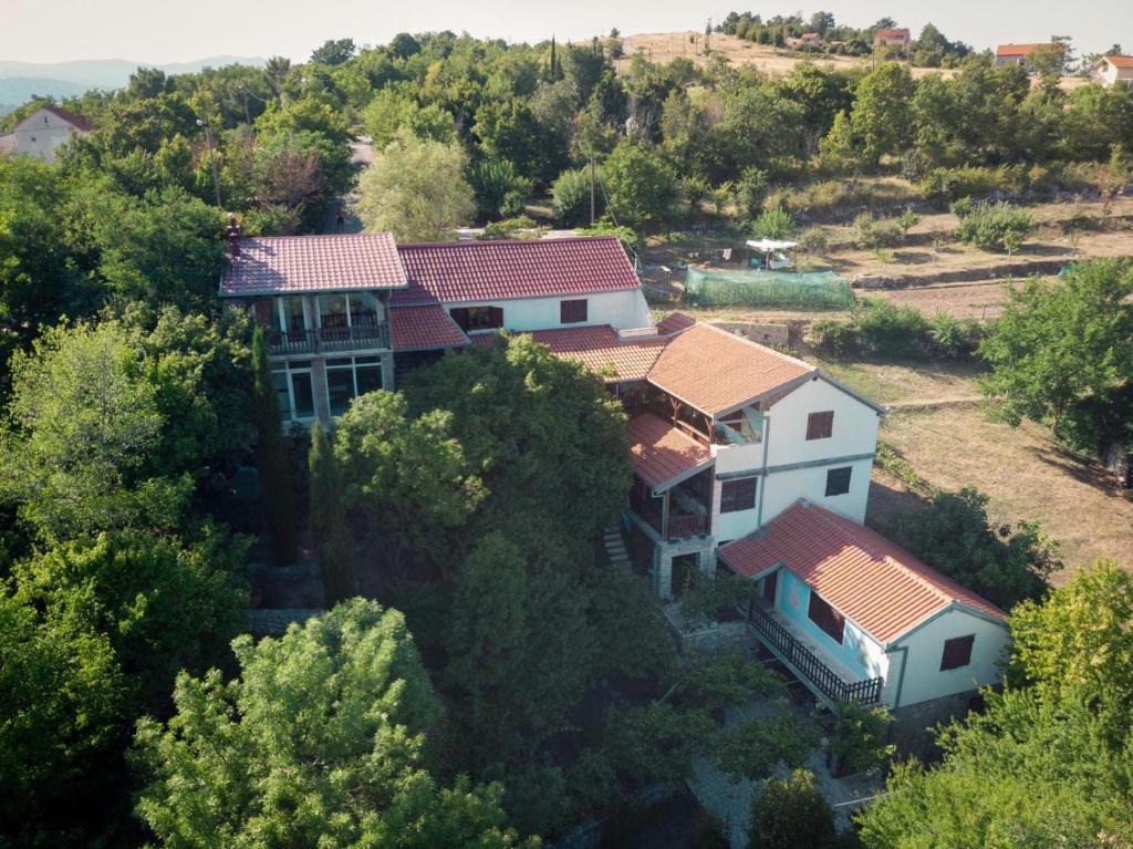 an aerial view of a house with trees at Villa Barbara in Vrlika