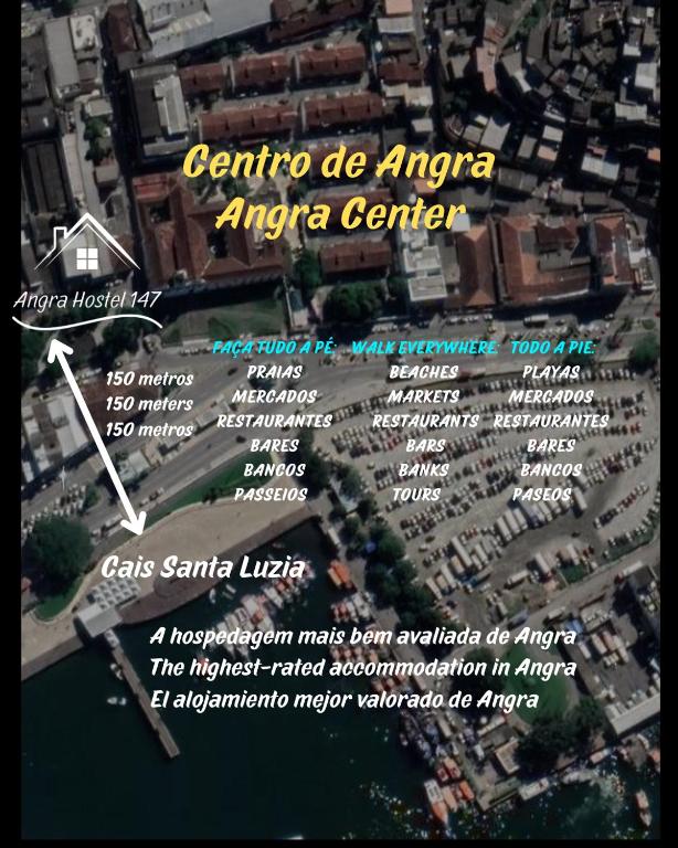 um mapa de anrica center com os nomes das cidades em Angra Hostel 147 em Angra dos Reis