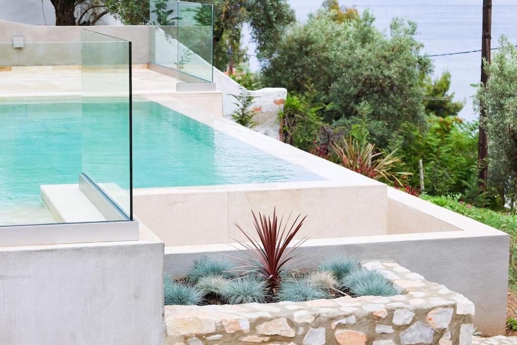 una piscina al centro di una casa di Villa Ftelia Oasis,Skiathos a Megali Ammos