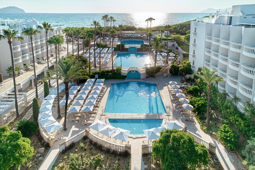 an aerial view of the pool at the resort at Iberostar Selection Albufera Playa All Inclusive in Playa de Muro