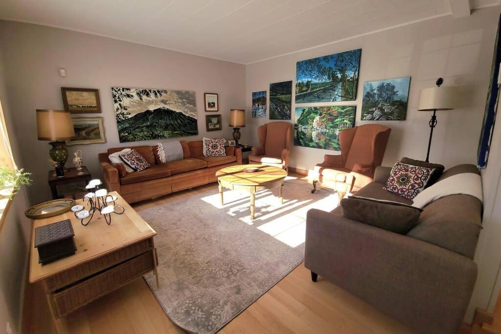 salon z kanapą i stołem w obiekcie Margate Homestead 'Art House' /views/beaches/golf w mieście Kensington