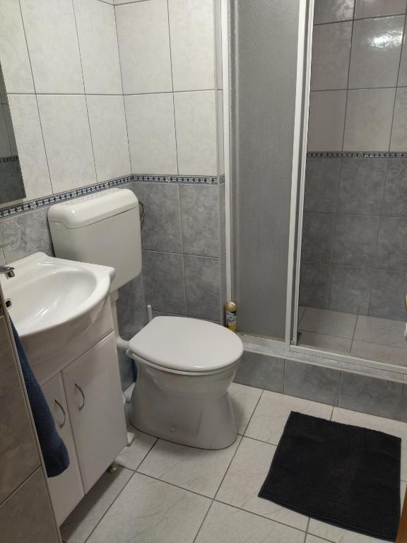 Koupelna v ubytování Ezüsthíd Vendégház