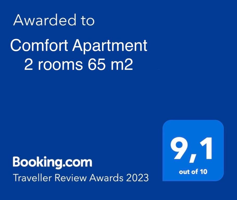 una schermata di un telefono con il testo che passa alle camere comfort in appartamento di Comfort Apartment 2 rooms 65m2 a Varsavia