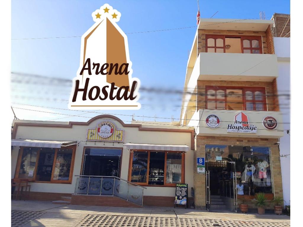 een amazon ziekenhuis bord aan de zijkant van een gebouw bij Arena Hostal in Paracas