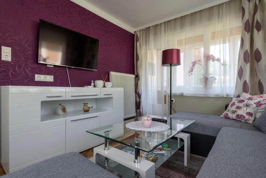 TV a/nebo společenská místnost v ubytování Trendapartment