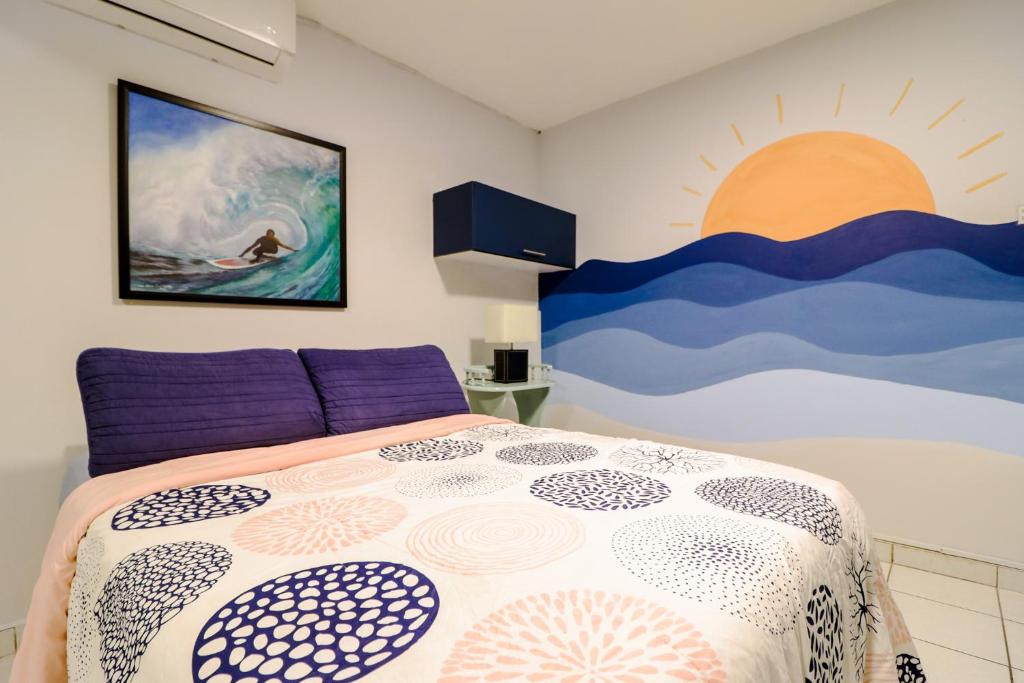 Giường trong phòng chung tại Hostal en El Centro LaKiwa