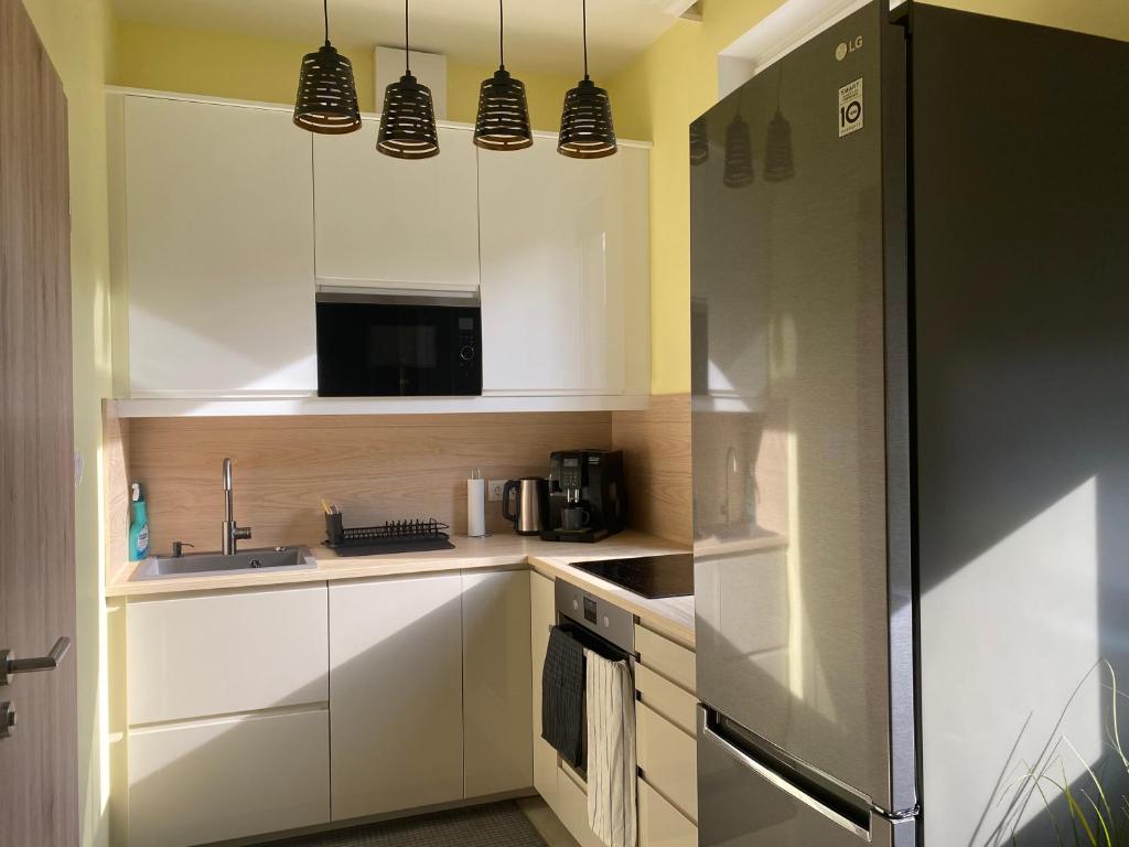Kuchyň nebo kuchyňský kout v ubytování NEST1 Apartments