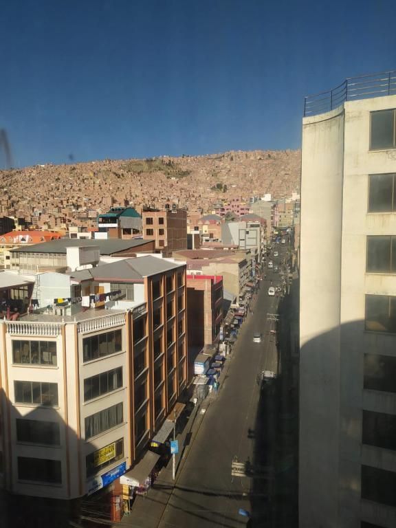 a view of a city with buildings and a street at Seven and Seven B&B in La Paz