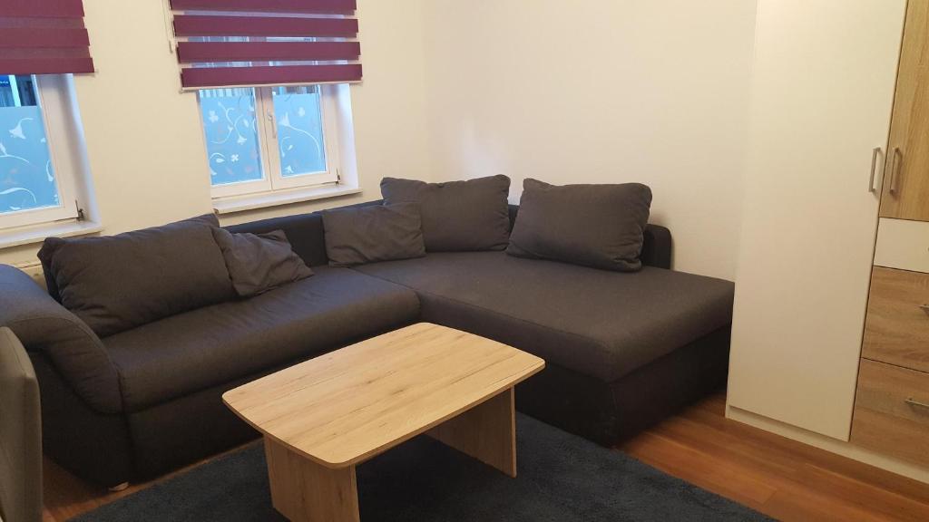 a living room with a couch and a coffee table at Bertel 1 in Wernigerode
