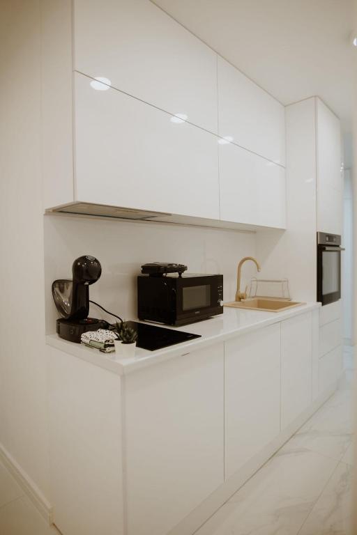 Kuchyň nebo kuchyňský kout v ubytování Apartman 007