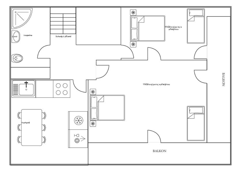 Půdorys ubytování Apartmány Stará Voda