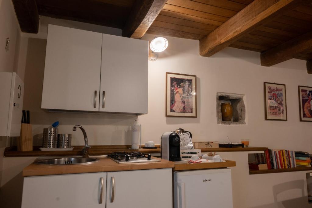 Kuchyň nebo kuchyňský kout v ubytování B&B Dimora Cigno