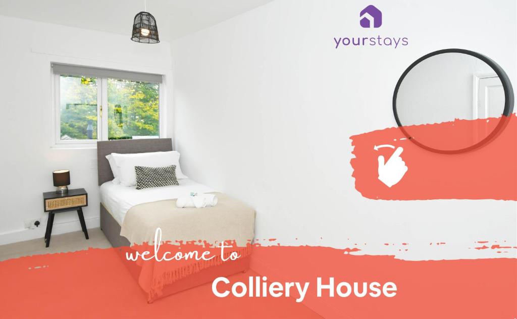 Ένα ή περισσότερα κρεβάτια σε δωμάτιο στο Colliery House, Modern 3 bed house, perfect for groups, heart of Newcastle-under-Lyme