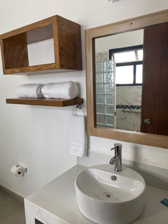 Koupelna v ubytování Hotel La Lejona