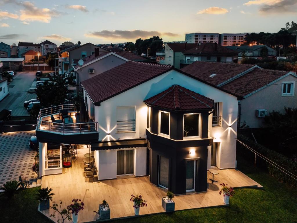 an aerial view of a house with a roof at Luxury home apartment Las Palmas in Zadar