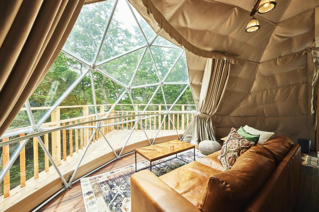 Balkón nebo terasa v ubytování GLAMPING GATE 奈良