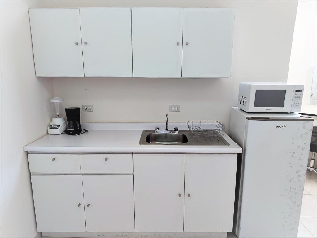 A kitchen or kitchenette at Departamento 22 centrico,cerca de los destinos clave, CAS, Consulado, Centro de Gobierno y Galerías Mall