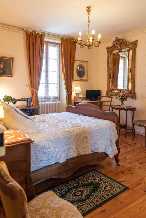 a bedroom with a large bed in a room at La Maison de Mireille in Le Puy-en-Velay