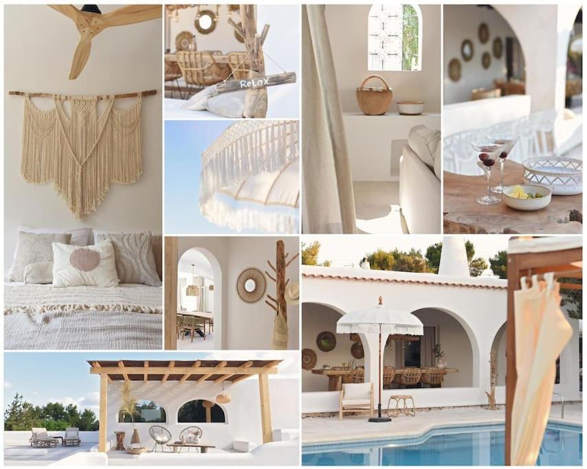 a collage of photos of a bedroom and a pool at Casa dos Islas in San Antonio Bay