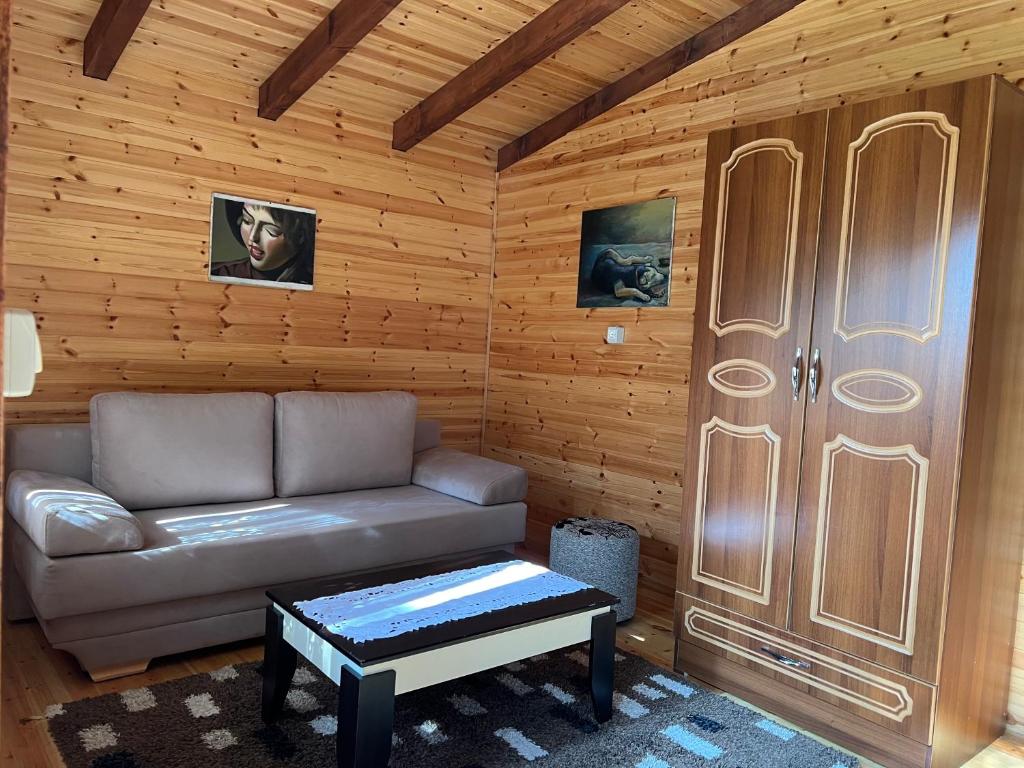 Posezení v ubytování Bujtina Uji I Panjes, Log Cabins