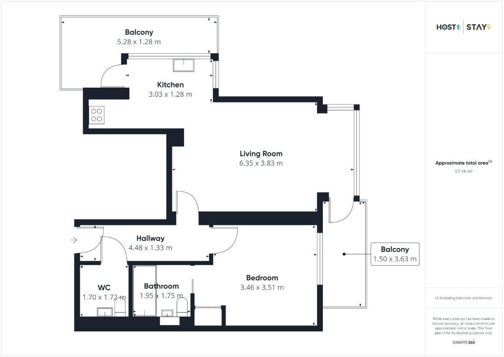 Půdorys ubytování Host & Stay - Scarborough View Luxury Apartment