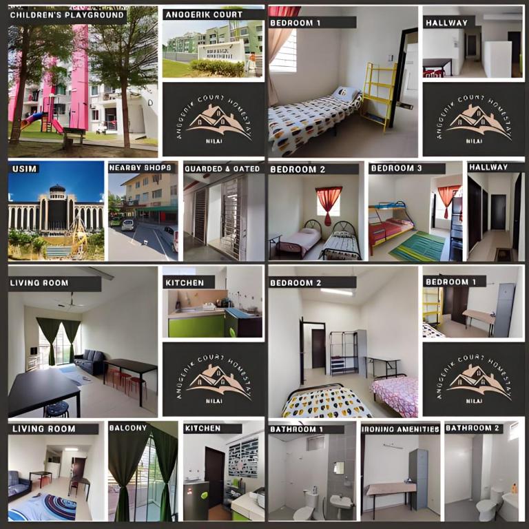 uma colagem de fotografias de diferentes tipos de quartos em Homestay Nilai (Anggerik Court) em Nilai