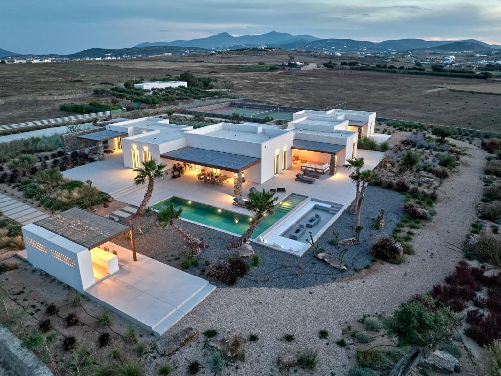 an aerial view of a home in the desert at Villa Rojo in Santa Maria