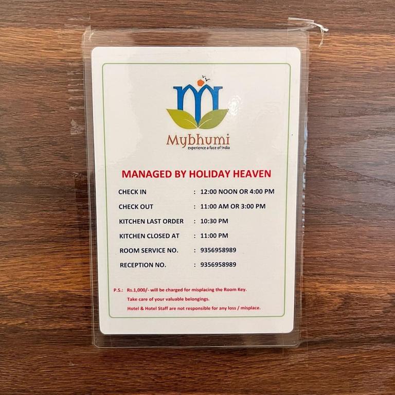 Certifikát, hodnocení, plakát nebo jiný dokument vystavený v ubytování Mybhumi Resort