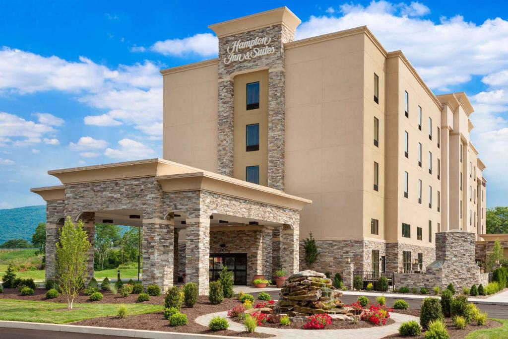 a rendering of the front of the hotel at Hampton Inn & Suites Williamsport - Faxon Exit in Williamsport