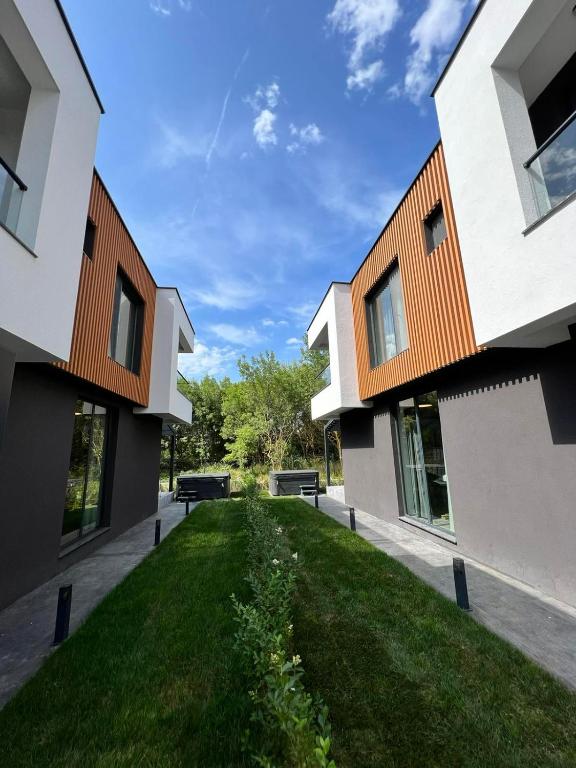 a view of the courtyard of a house at Villas Park Lozenets in Lozenets