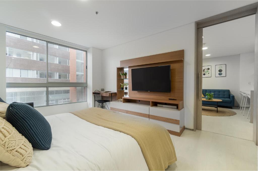 TV a/nebo společenská místnost v ubytování PORTANOVA Suites by ADVENTU
