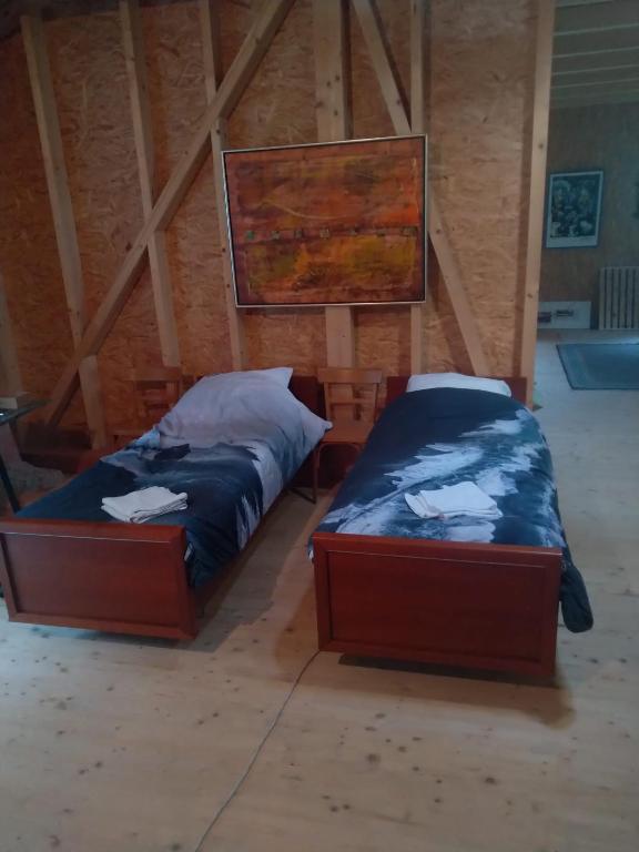 Postel nebo postele na pokoji v ubytování Gasthof Wabitsch