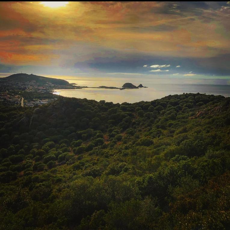 - une vue aérienne sur l'océan et le coucher du soleil dans l'établissement Casa santa, à Monticello