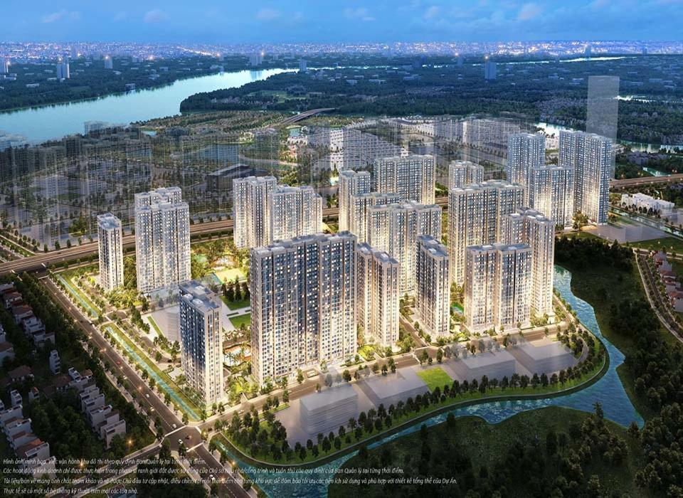 Gò CôngにあるCĂN HỘ VINHOMES GRAND PARK QUẬN 9の高層建築物の空中景観