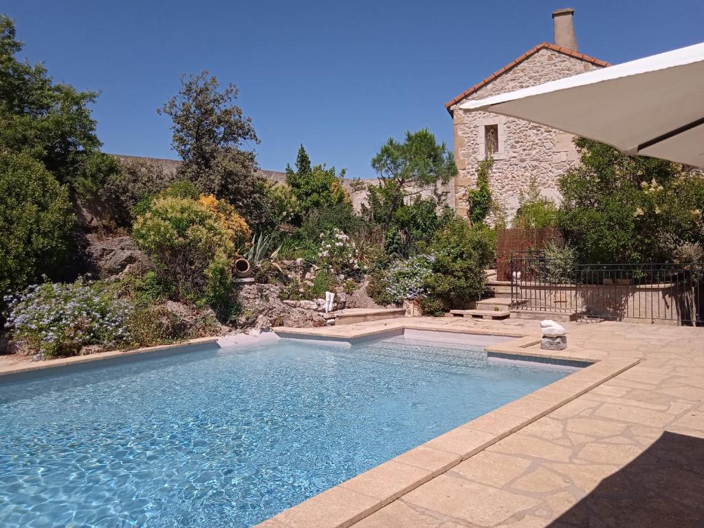 a swimming pool in the backyard of a house at Mazet Des Artistes in Mouriès