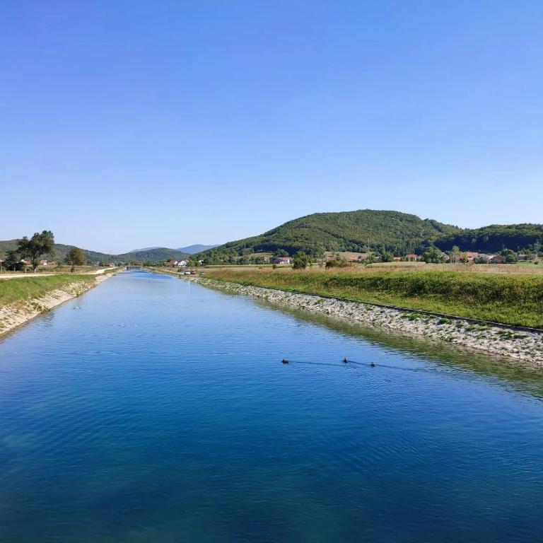 einen Fluss mit Enten, die im Wasser schwimmen in der Unterkunft Old hause Rustica in Stolac
