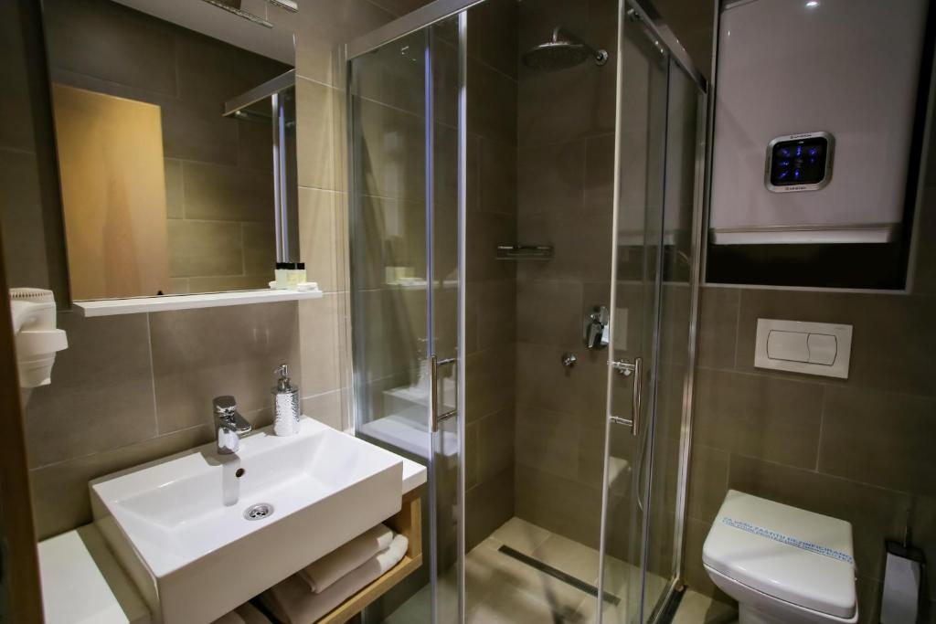 Koupelna v ubytování Hotel Emen