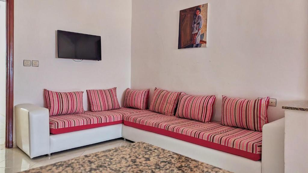 Posezení v ubytování Oued Laou Apartment