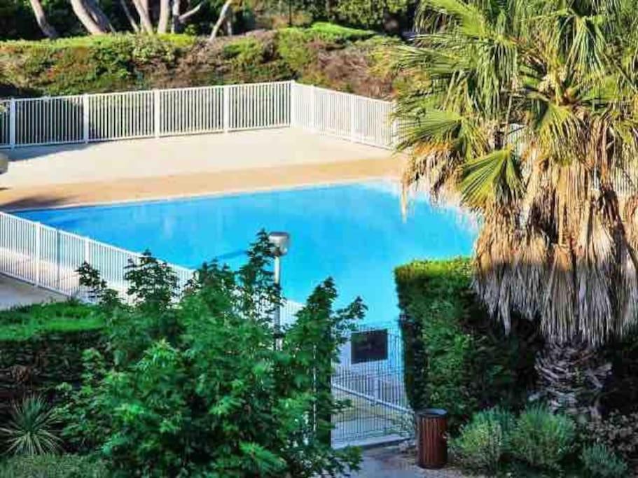 Swimmingpoolen hos eller tæt på Duplex, en bord de mer 2 chambres