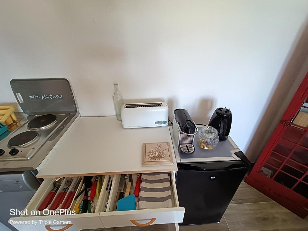 Kuchyň nebo kuchyňský kout v ubytování Cadre d'exception